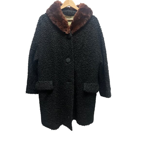 Unbranded Vintage 50's Persian Lambwool Teddy Overcoat with Fur Collar - Picture 2 of 8